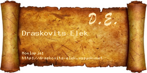 Draskovits Elek névjegykártya